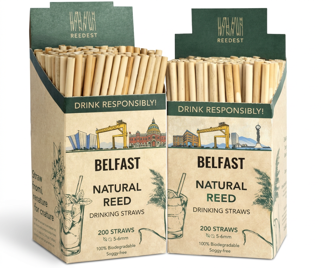 Belfast natural reed drinking straw counter display boxes