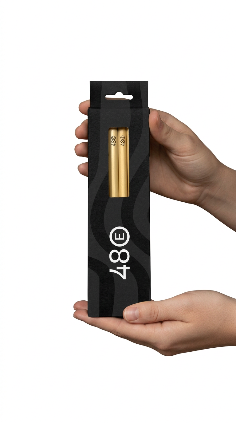 Black 48E branded reed straw packaging