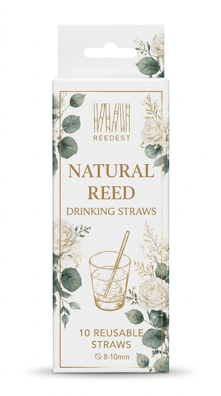 Floral Reedest reusable straw packaging