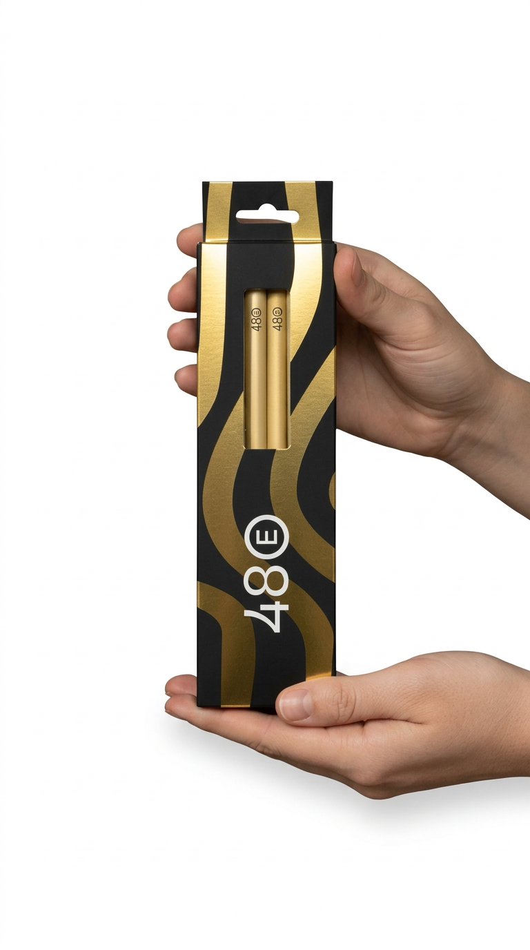 Black and gold 48E branded reed straw packaging