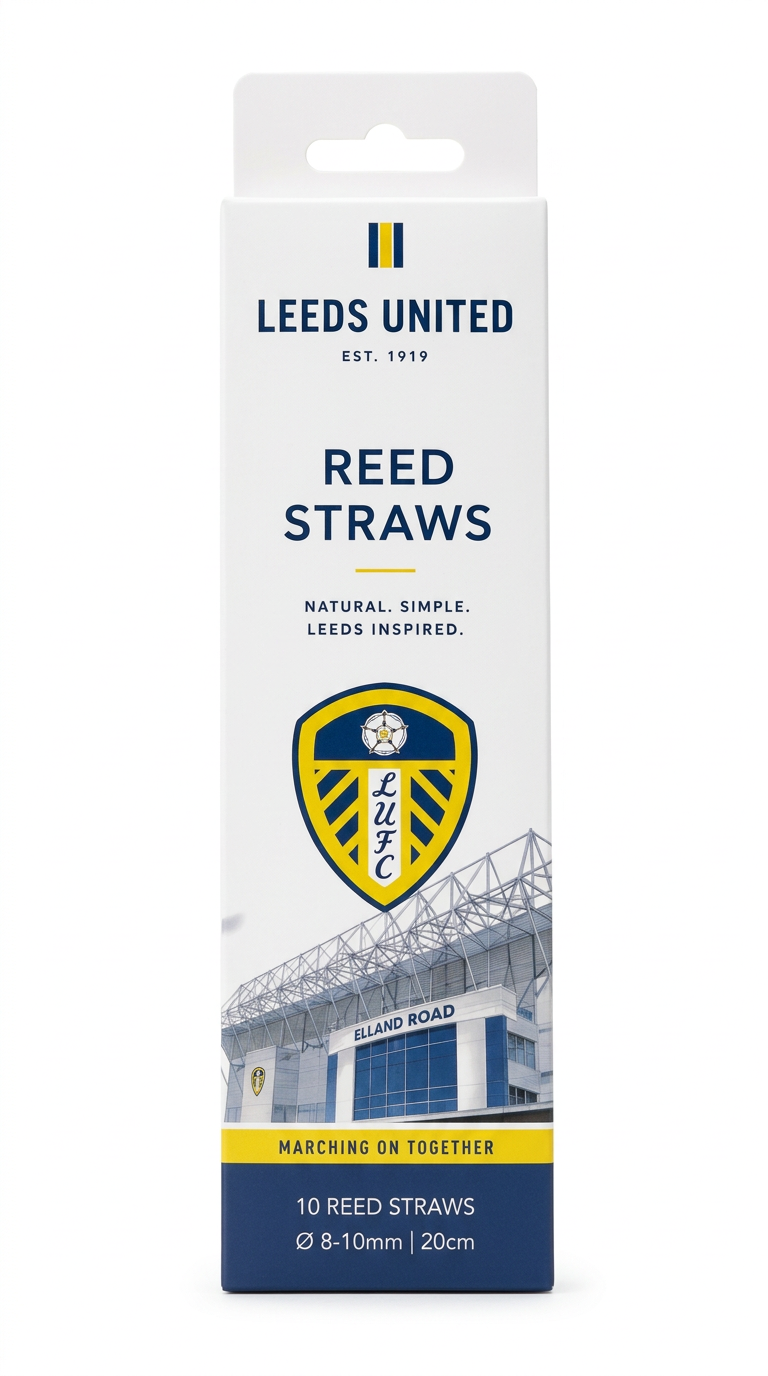 Leeds United branded reed straw packaging