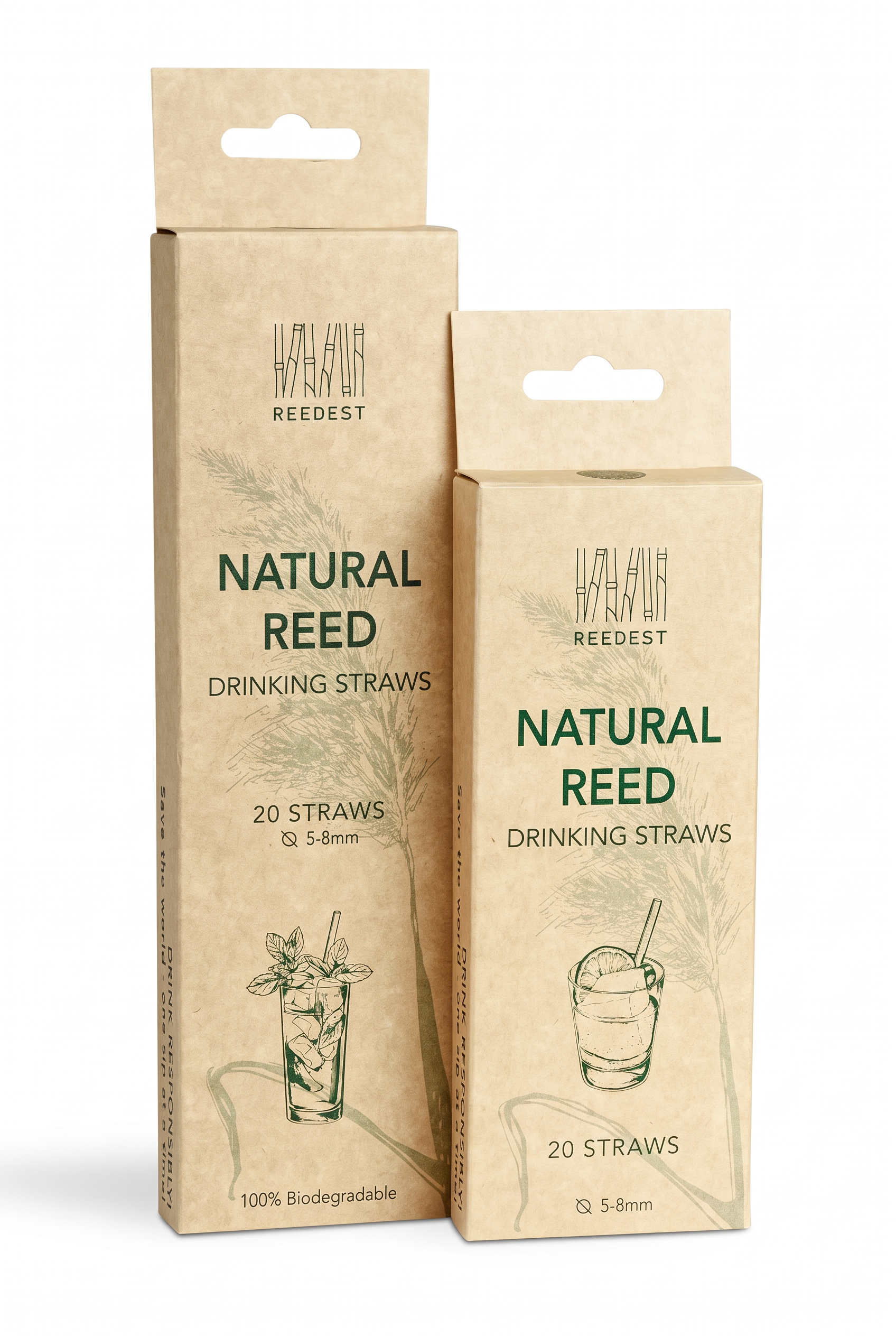 Natural kraft Reedest drinking straw packaging