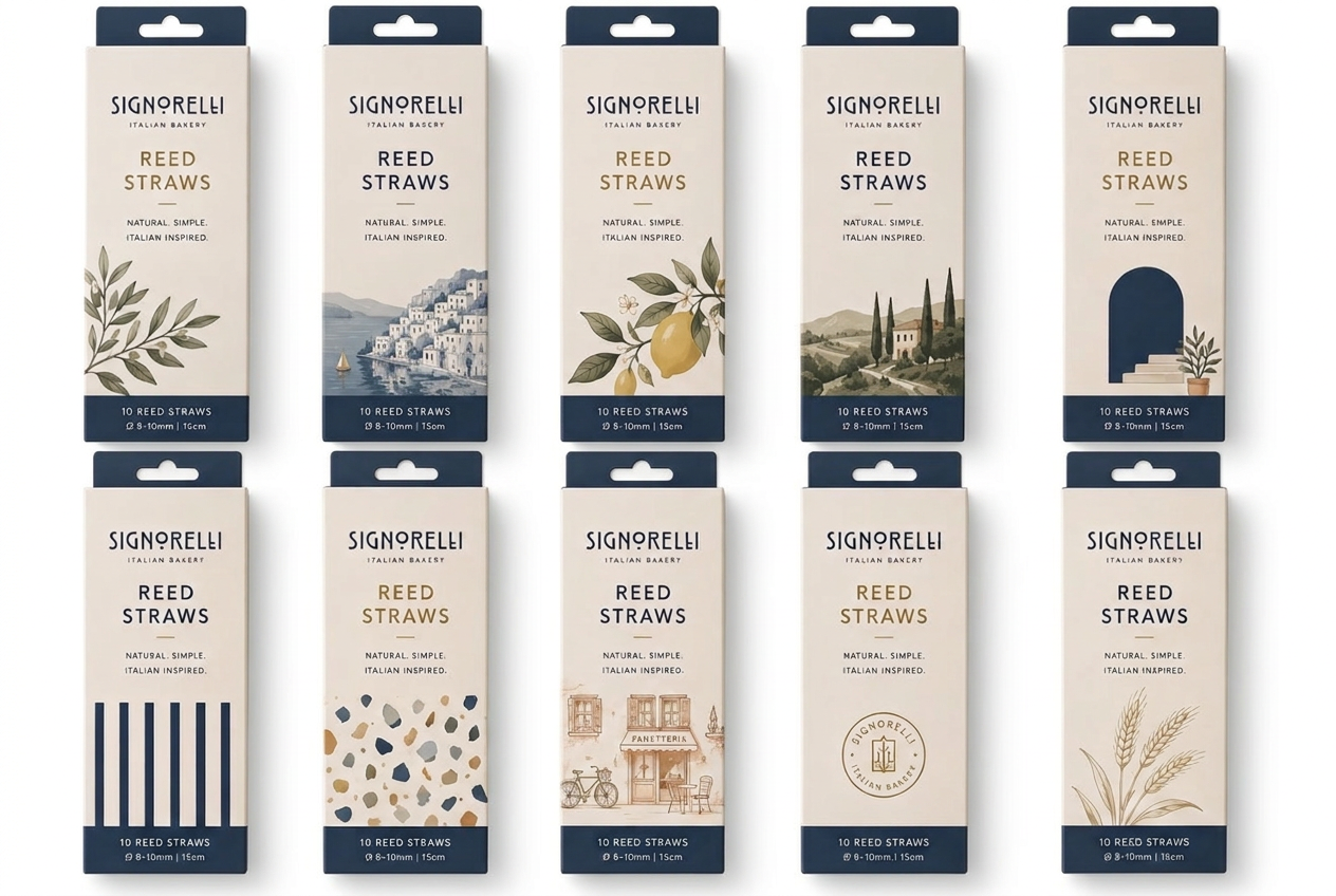 A collection of custom Signorelli reed straw packs